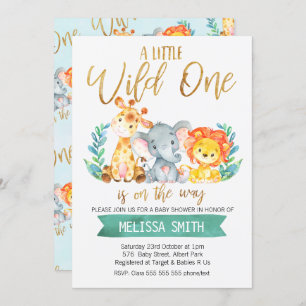 Wild Safari Watercolor Baby Shower Invitation