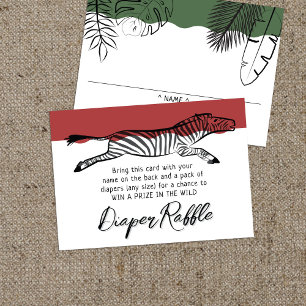 Wild Safari Zebra Rust Red Diaper Raffle Enclosure Card