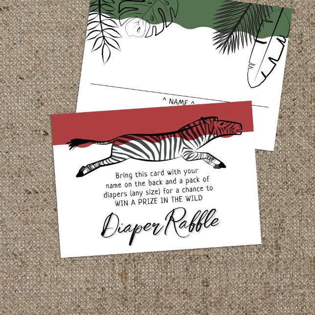Wild Safari Zebra Rust Red Diaper Raffle Enclosure Card (Creator Uploaded)