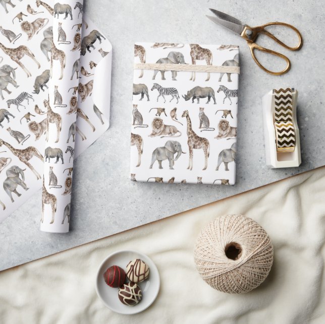 Wild Safari Zoo Animals Wrapping Paper (Crafts)