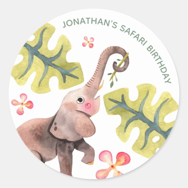 Wild Safari Zoo Birthday Classic Round Sticker (Front)