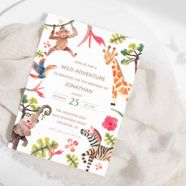 Wild Safari Zoo Birthday Invitation (Available for print and instant digital download!)