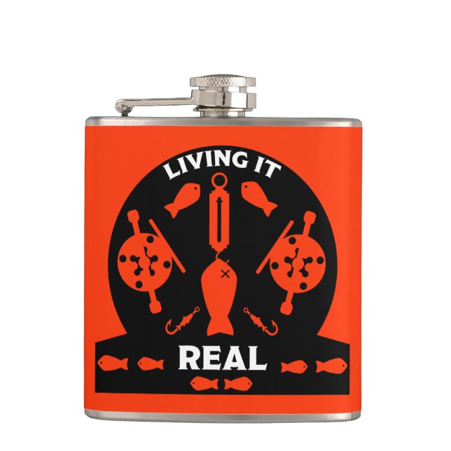 Wild Salmon Fishing Hip Flask (Front)