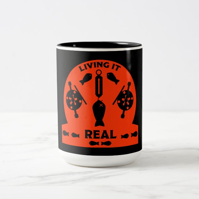 Wild Salmon Fishing Two-Tone Coffee Mug (Center)