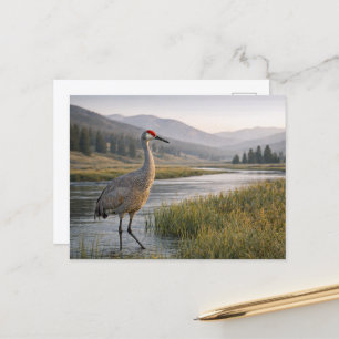 Wild Sandhill Crane River Valley Wilderness Scene Postcard