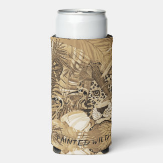 Wild Sepia Leopard Can Cooler