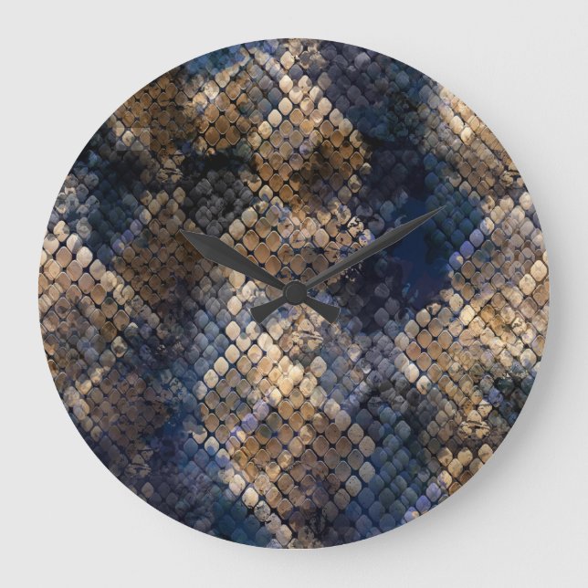 Wild Snakeskin Watercolor Seamless Design Large Clock (Front)