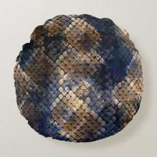 Wild Snakeskin Watercolor Seamless Design Round Cushion