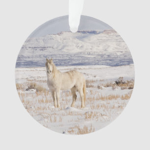 Wild Snow Stallion Ornament