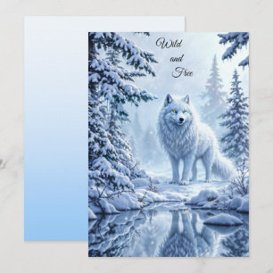 Wild snow wolf predator nature winter art invitation