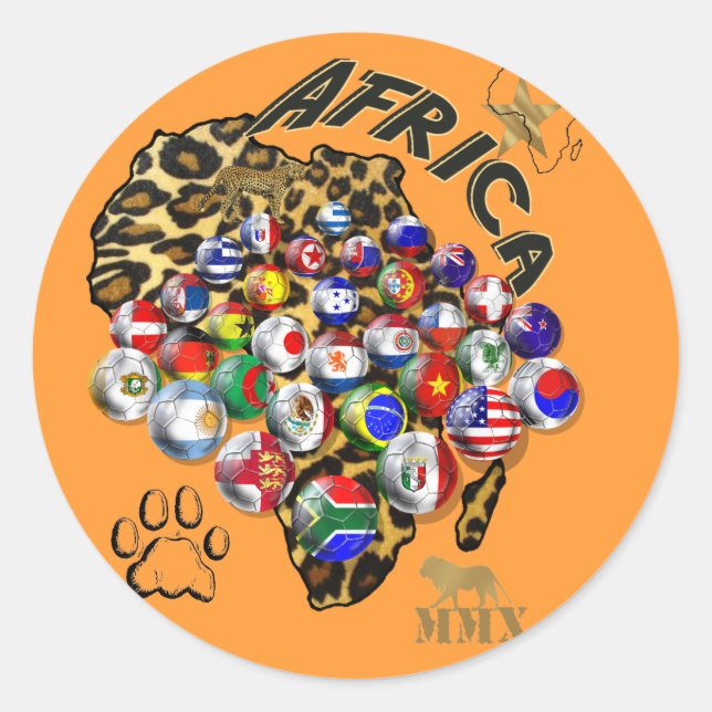 Wild Soccer Celebration Safari style futbol gifts Classic Round Sticker (Front)