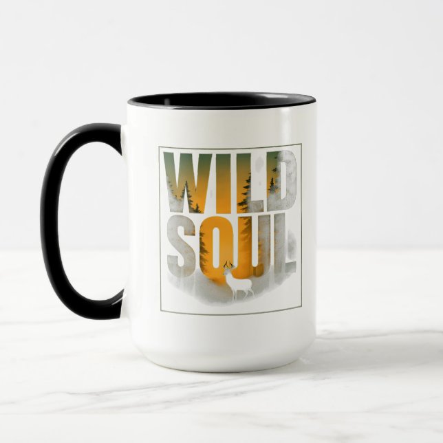 Wild Soul Deer Forest Silhouette Mug (Left)