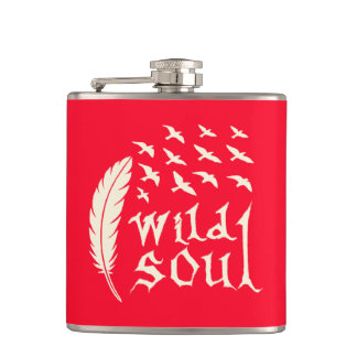 Wild Soul Feather Bird Nature Design Hip Flask