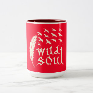 Wild Soul Feather Bird Nature Design Two-Tone Coffee Mug