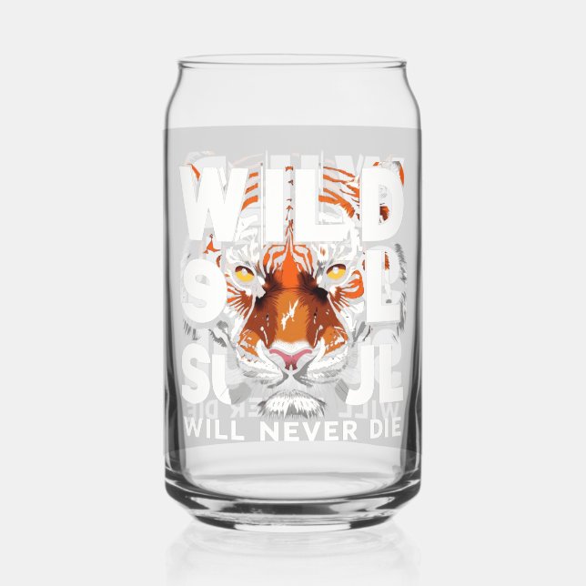"Wild Soul – Fierce Tiger Eyes Motivational Art" Can Glass (Front)