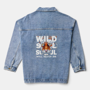 "Wild Soul – Fierce Tiger Eyes Motivational Art" Denim Jacket
