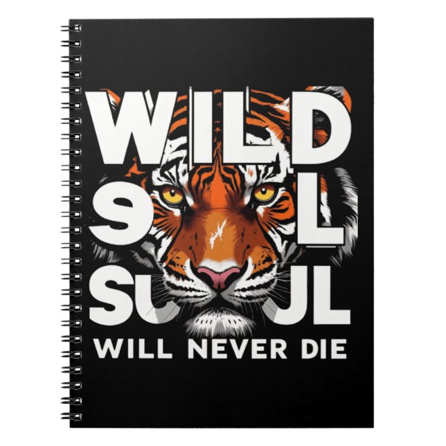 "Wild Soul – Fierce Tiger Eyes Motivational Art" Notebook (Front)
