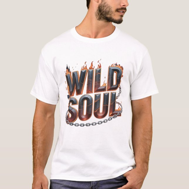 Wild Soul Men’s T-Shirt – Light Flame & Chain Edit (Front)