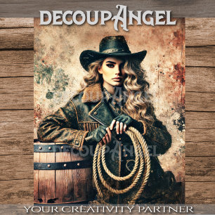 Wild Spirit Cowgirl Decoupage Tissue Paper