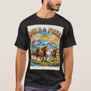 Wild Spirit: Galloping Horses & Mountain Vista T-Shirt