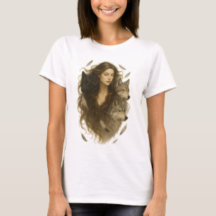 Wild Spirit – Mystic Woman with Wolves T-Shirt
