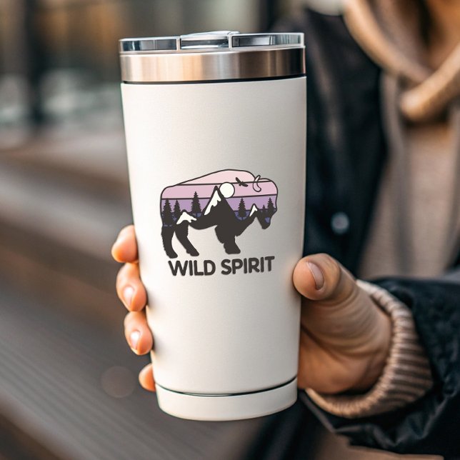 Wild Spirit Outdoor Camping | Die-Cut Sticker (Wild Spirit Buffalo Camping Vinyl Sticker by PiggyPrint Stickers)