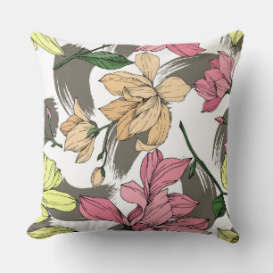 Wild spring floral Magnolia Artistic painted pink Cushion
