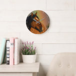 Wild Stallion, Golden Light and Rainbow Large Clock<br><div class="desc">Wild Stallion,  Golden Light and Rainbow</div>