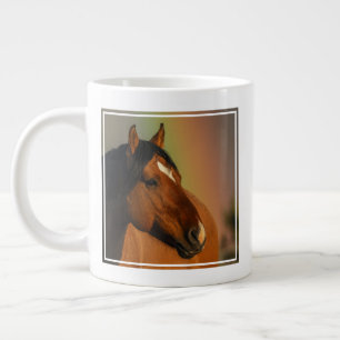 Wild Stallion, Golden Light and Rainbow Large Coffee Mug
