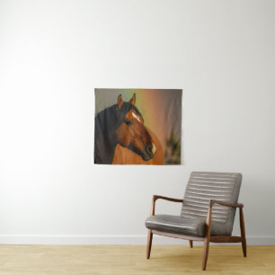 Wild Stallion, Golden Light and Rainbow Tapestry