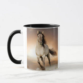 Wild Stallion Running In Sunset Mug