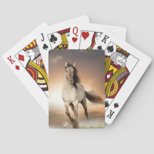 Wild Stallion Running In Sunset Playing Cards