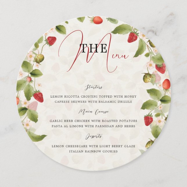 WILD STRAW BERRY SWEET BABY SHOWER MENU (Front)