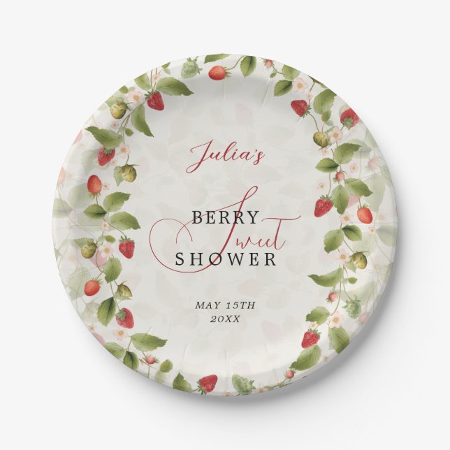 WILD STRAW BERRY SWEET BABY SHOWER PAPER PLATE (Front)