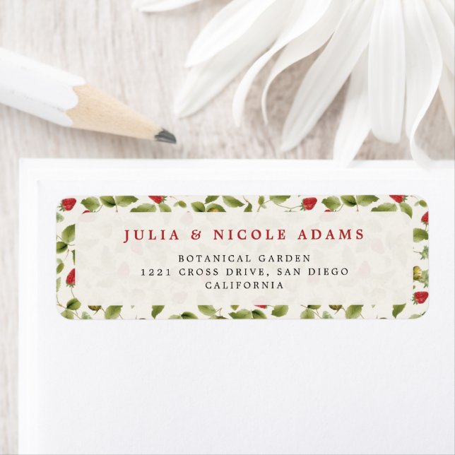 WILD STRAW BERRY SWEET BABY SHOWER RETURN ADDRESS LABEL (Insitu)