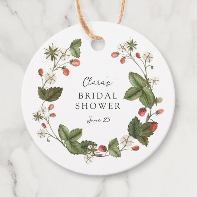 Wild Strawberries Bridal Shower Favour Tags (Front)