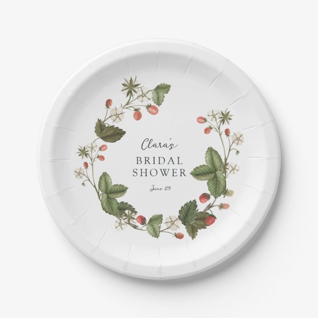 Wild Strawberries Bridal Shower Paper Plate (Front)