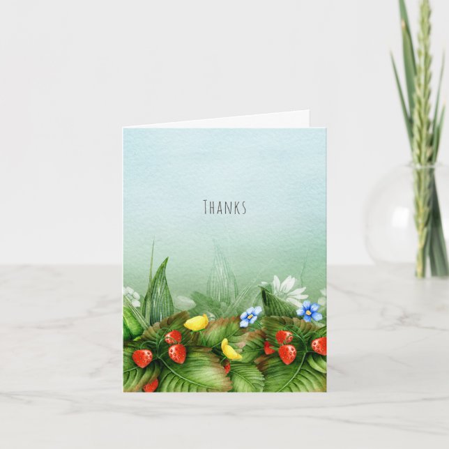 Wild strawberries in a meadow sweet thank you card (Front)