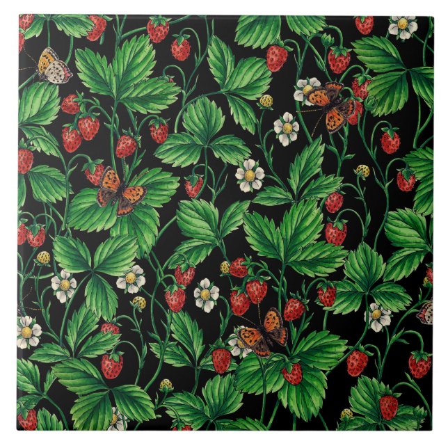 Wild strawberries on black ceramic tile (Front)