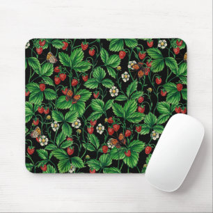 Wild strawberries on black mouse pad