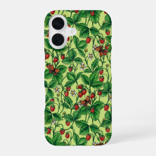 Wild strawberries on honeydew iPhone 16 case
