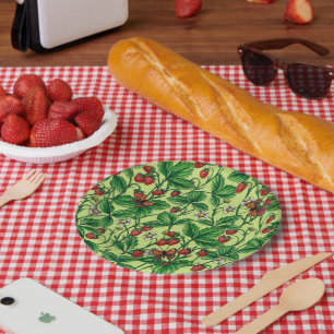 Wild strawberries on honeydew paper plate