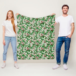 Wild strawberries on off white fleece blanket