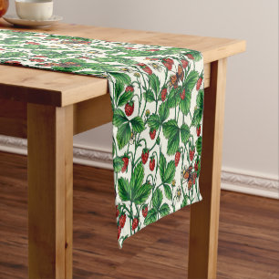 Wild strawberries on off white short table runner