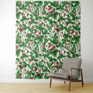 Wild strawberries on off white tapestry