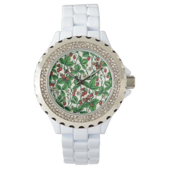 Wild strawberries on off white watch (Front)