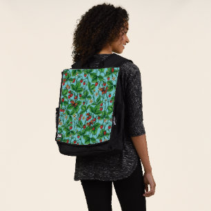 Wild strawberries on pool blue backpack
