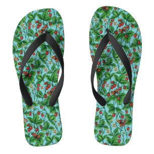 Wild strawberries on pool blue thongs