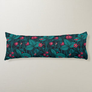 Wild strawberries, red and blue body cushion