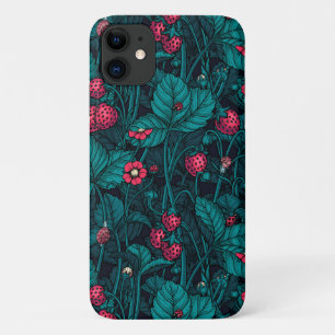 Wild strawberries, red and blue iPhone 11 case